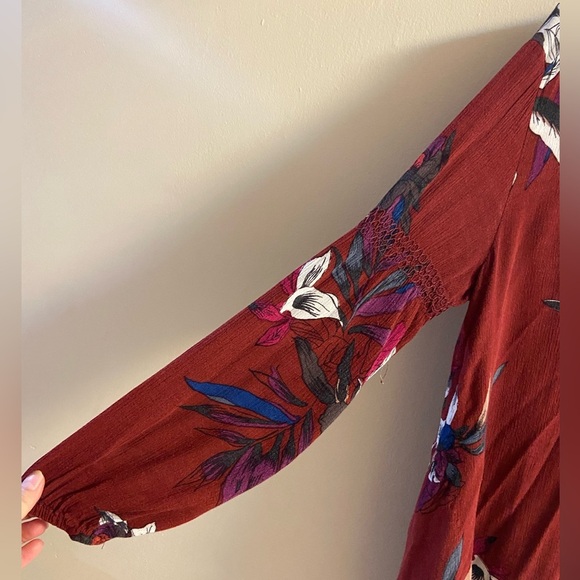 Free People Tree swing dress tunic burgundy maroon with pockets Medium - Picture 7 of 11